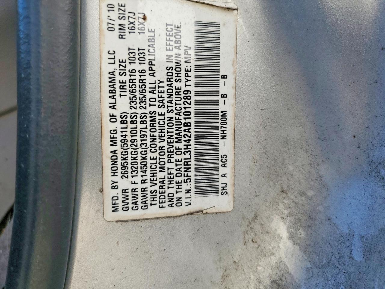 2010 HONDA ODYSSEY EX photo 37