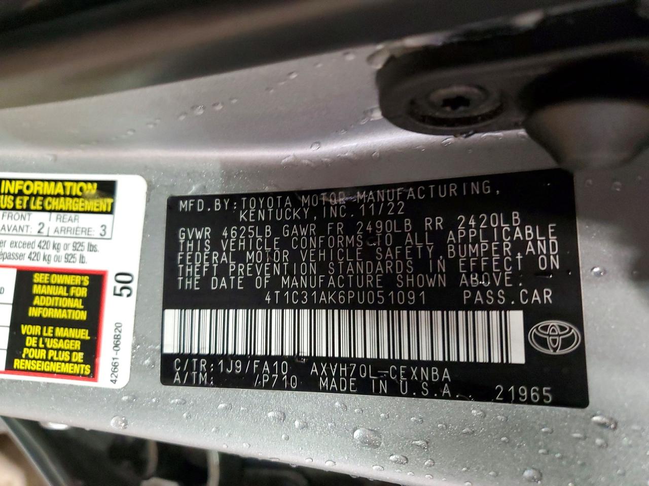 2023 TOYOTA CAMRY LE photo 12