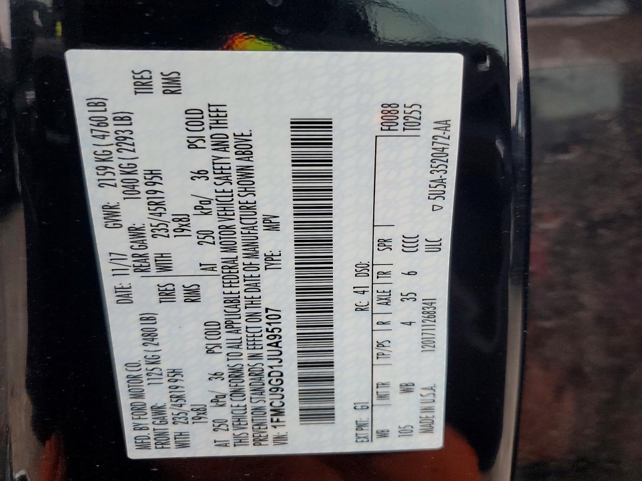2018 FORD ESCAPE SE photo 13