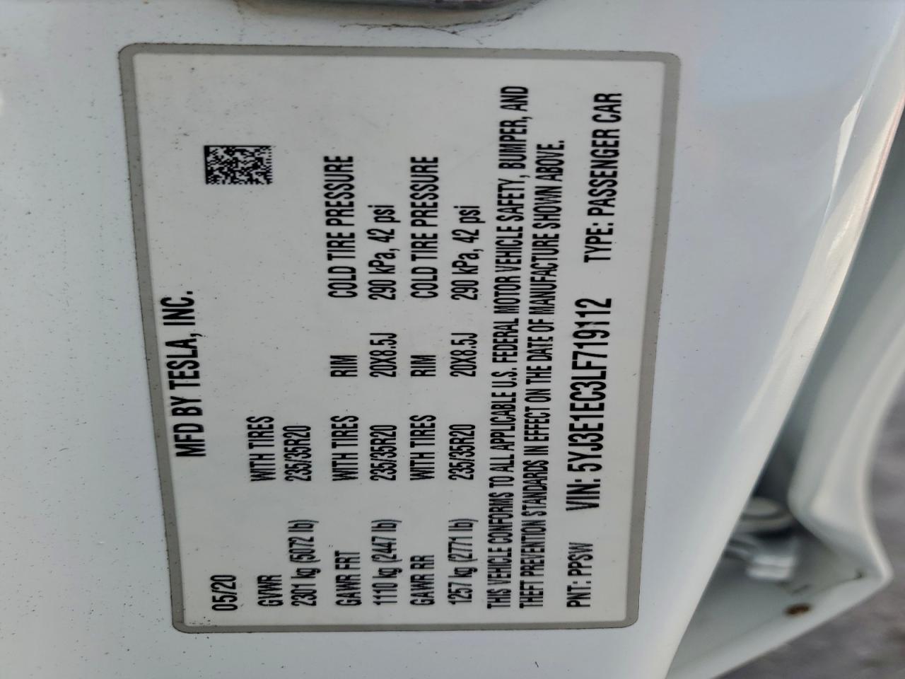 2020 TESLA MODEL 3 photo 13