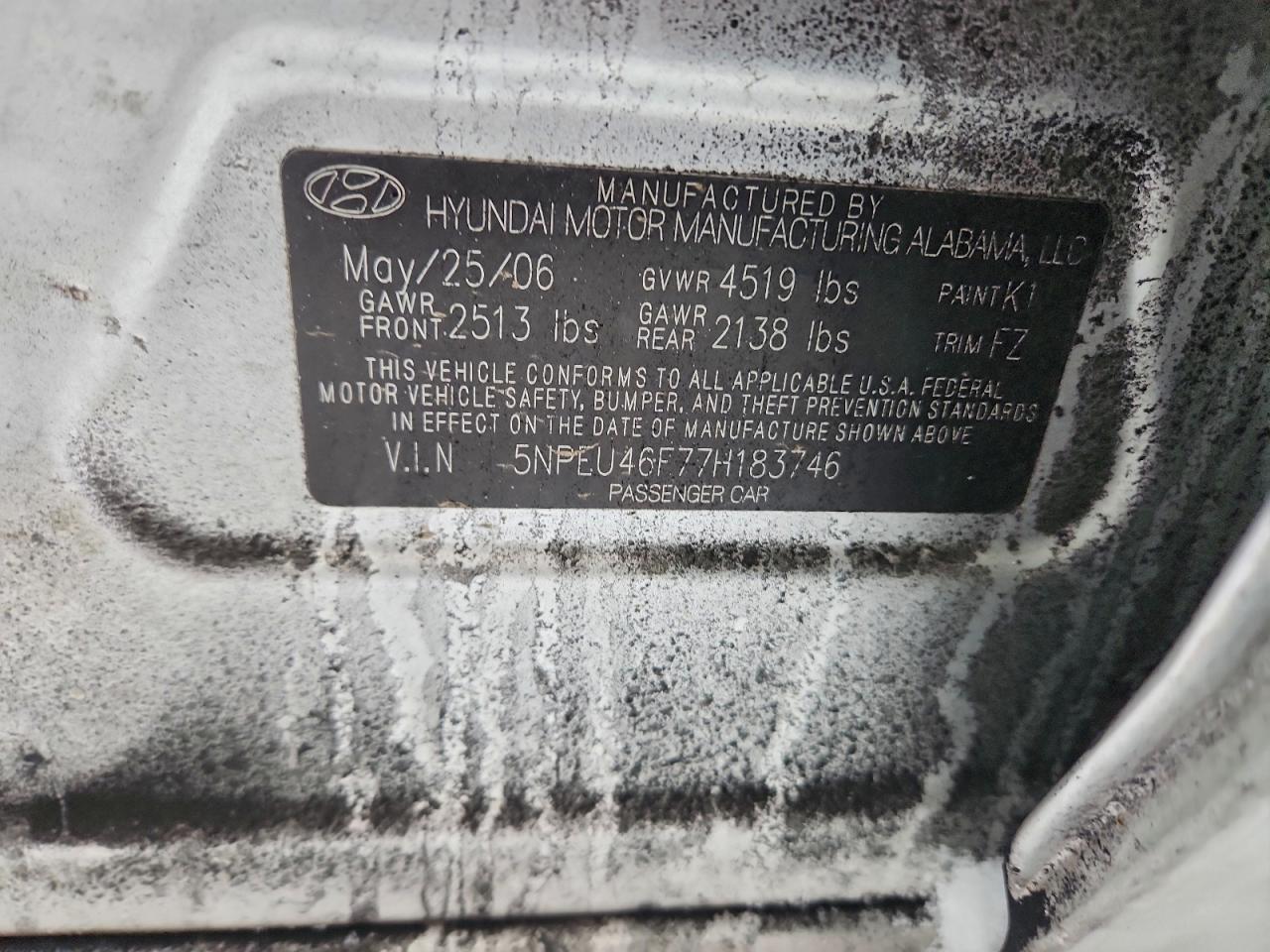 2007 HYUNDAI SONATA SE photo 12