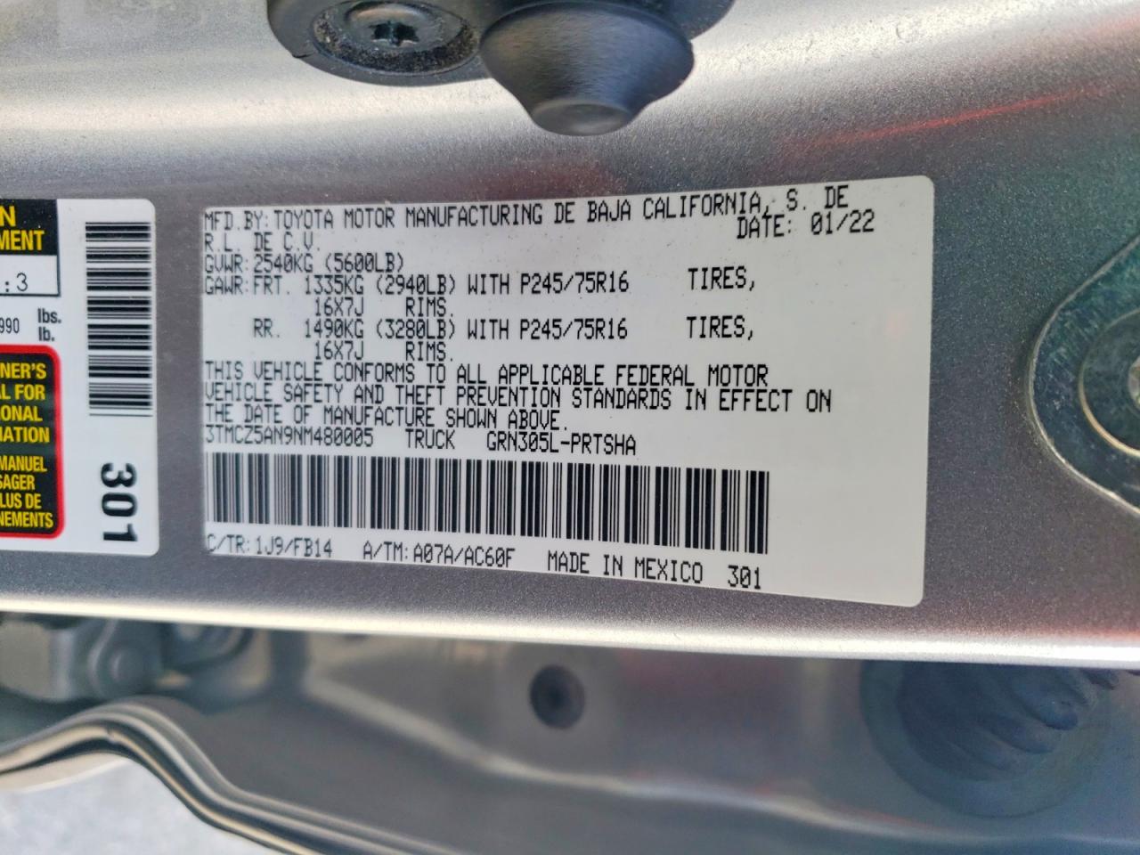 2022 TOYOTA TACOMA DOUBLE CAB photo 12