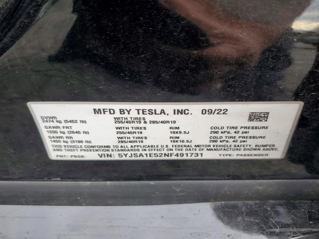 2022 TESLA MODEL S photo 13