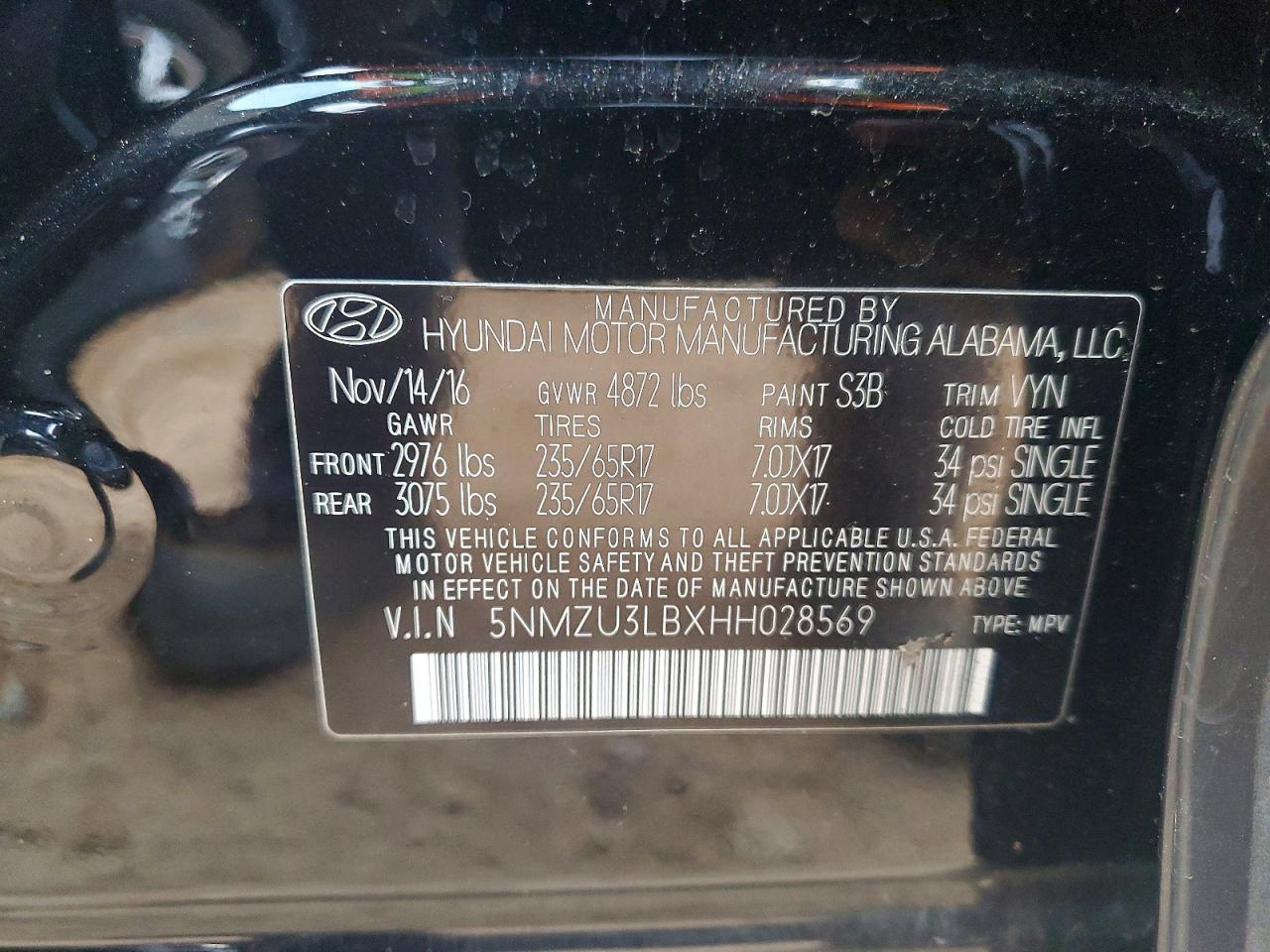 2017 HYUNDAI SANTA FE SPORT 2.4L photo 13