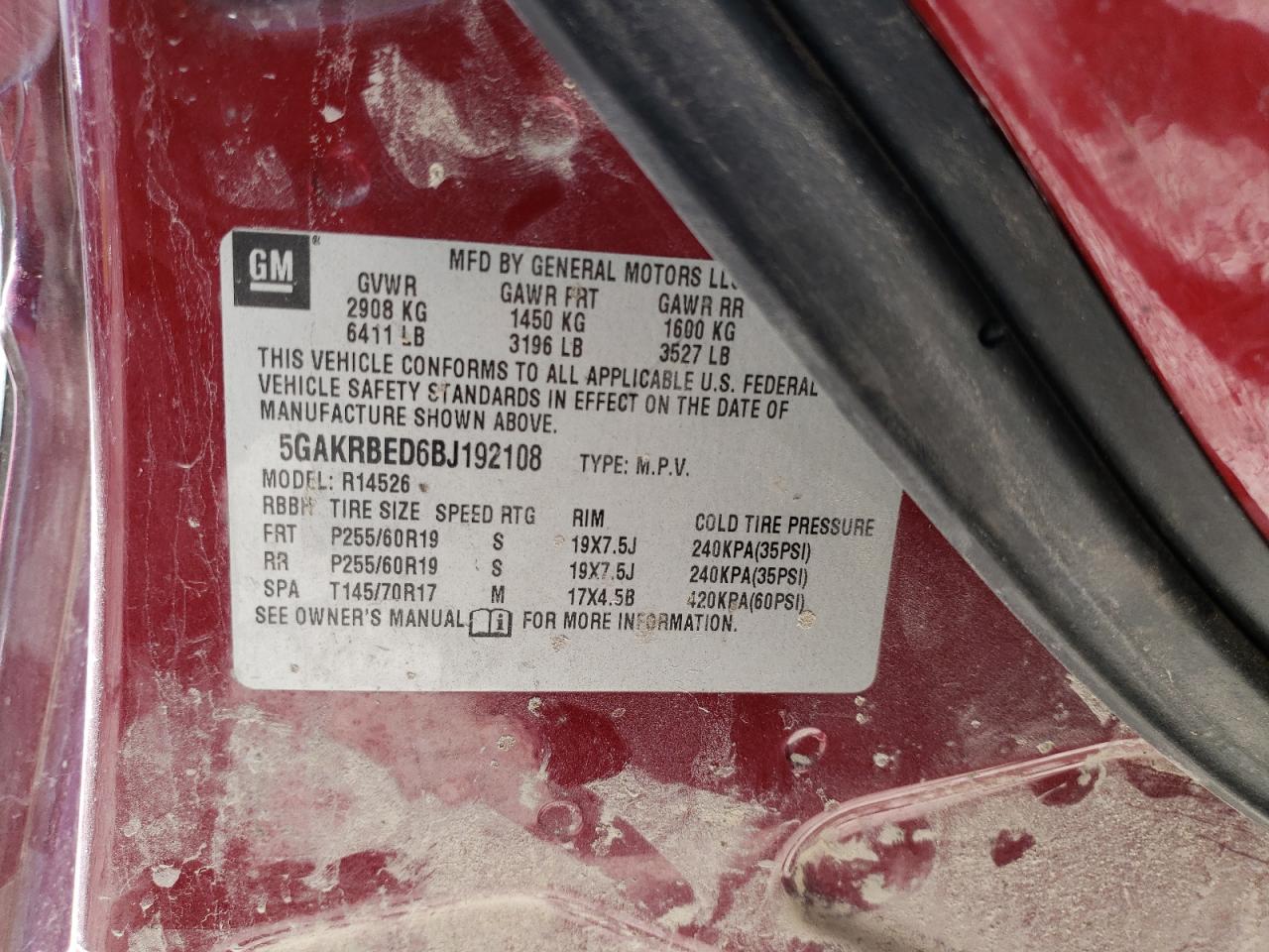 2011 BUICK ENCLAVE CXL photo 13