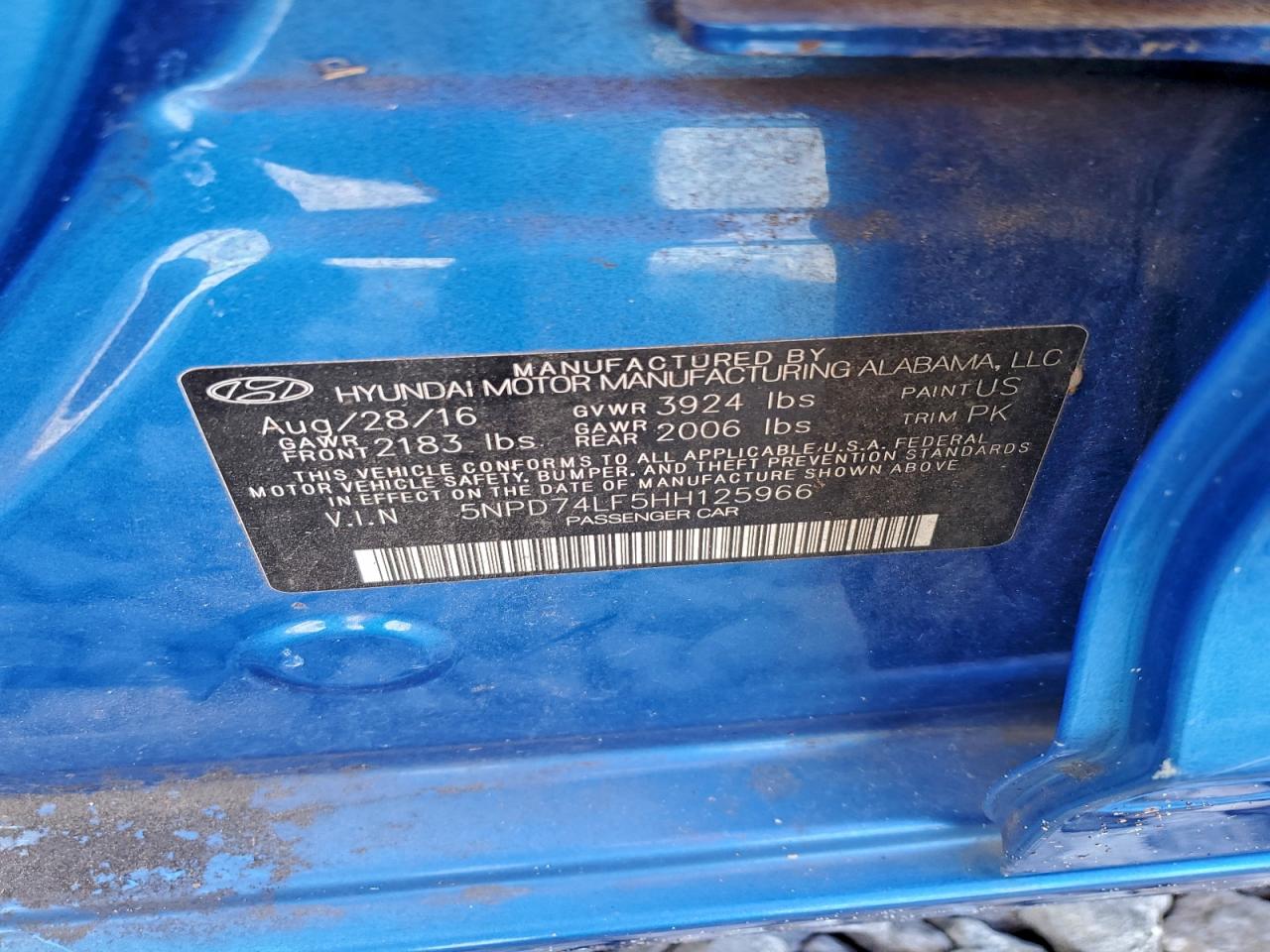 2017 HYUNDAI ELANTRA SE photo 12