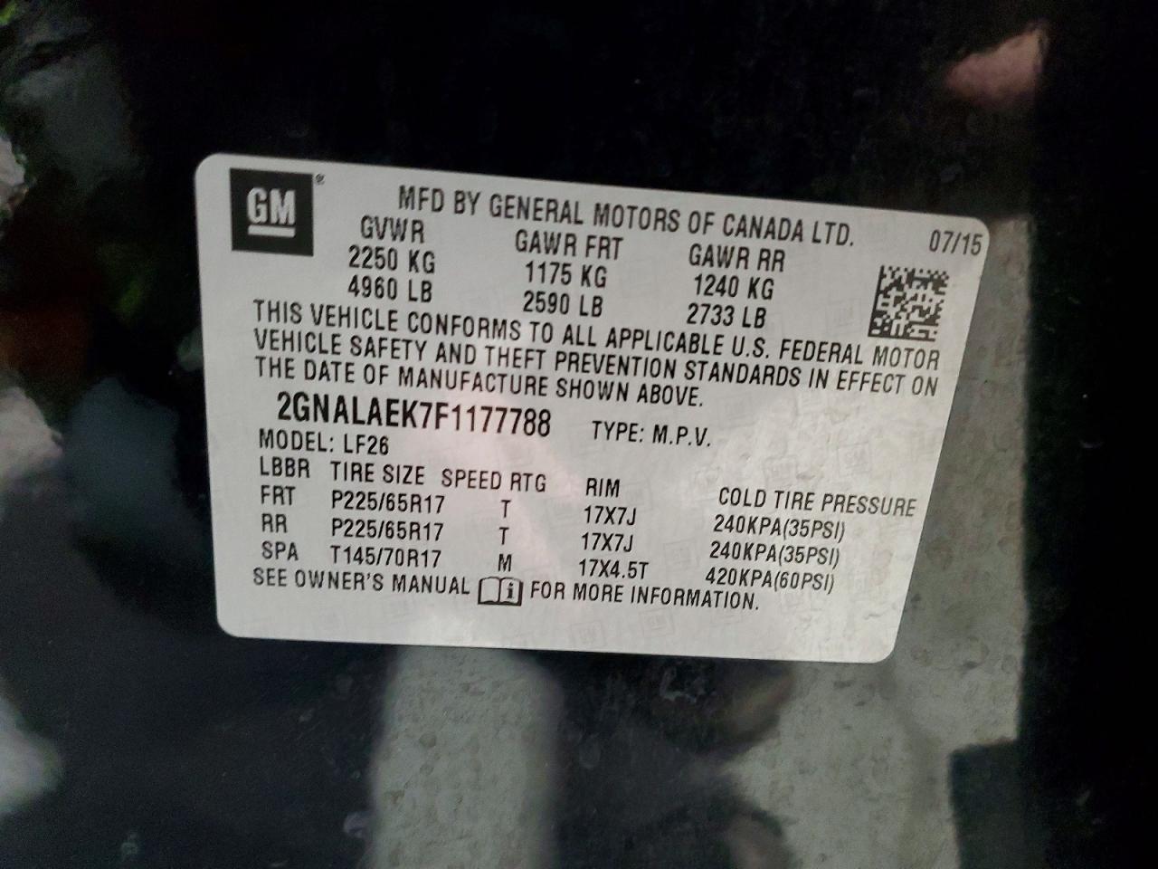 2015 CHEVROLET EQUINOX LS photo 13