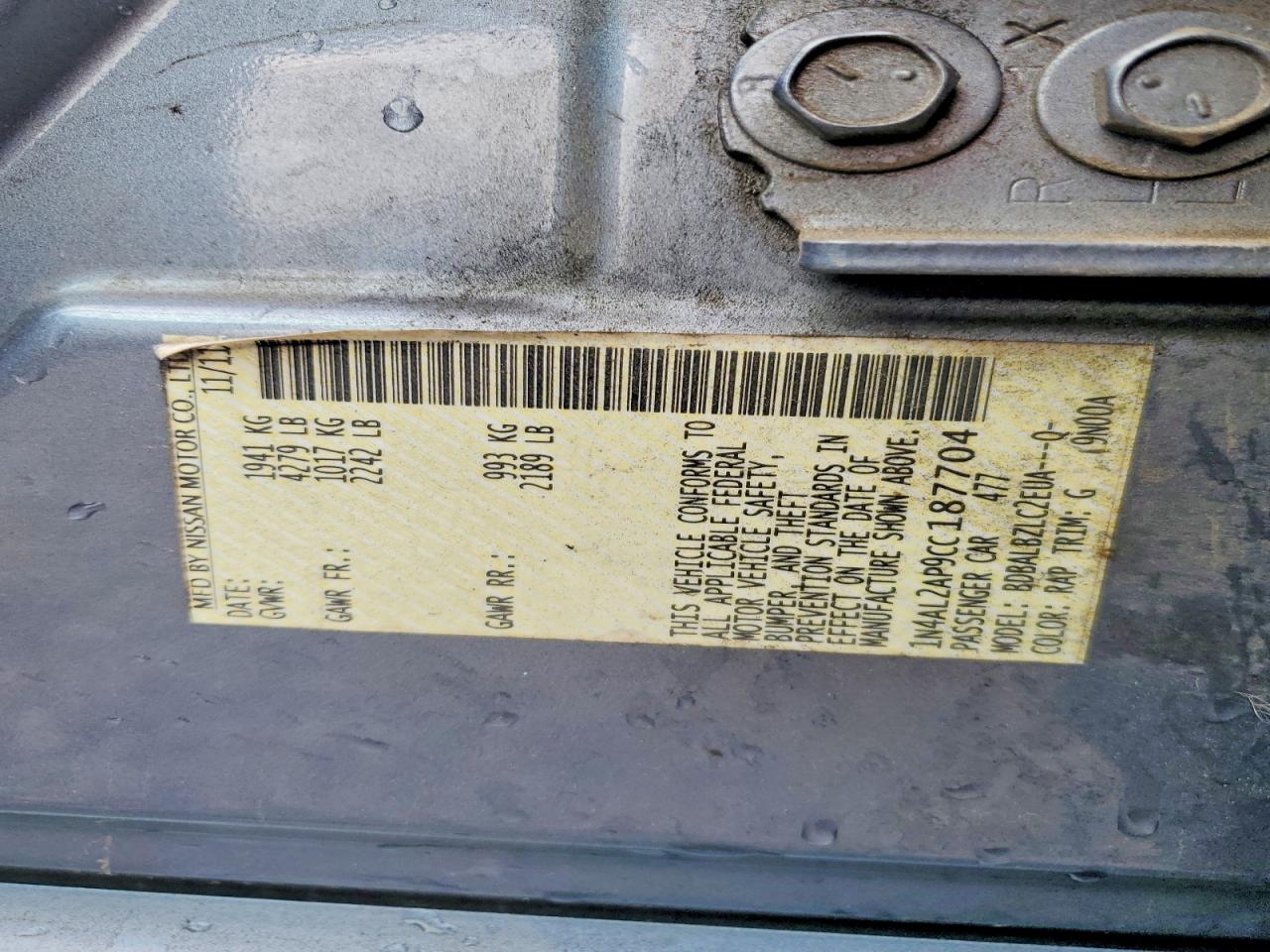 2012 NISSAN ALTIMA 2.5 photo 12