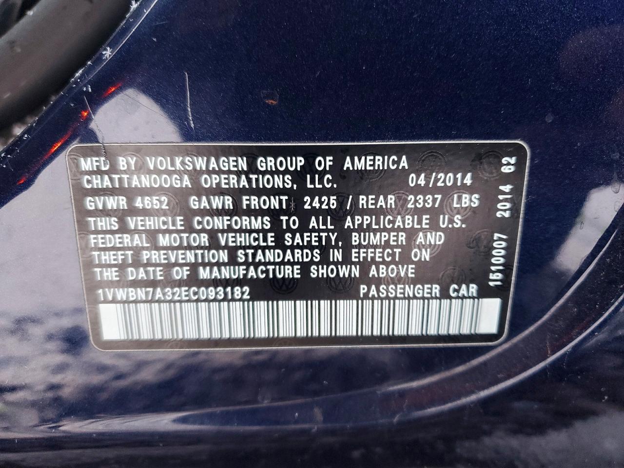 2014 VOLKSWAGEN PASSAT SE photo 12