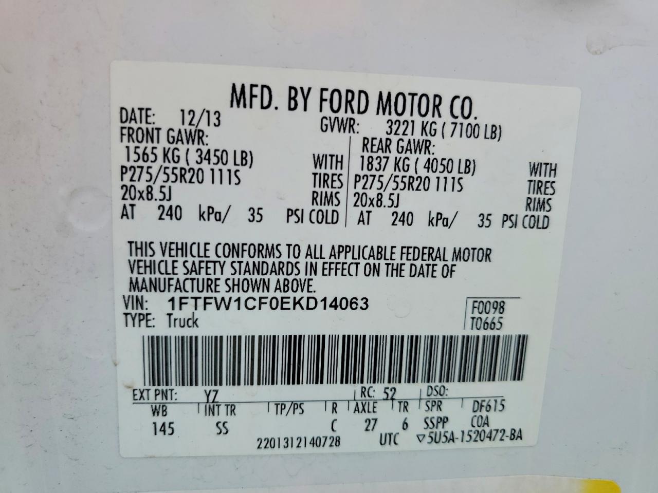 2014 FORD F150 SUPERCREW photo 12