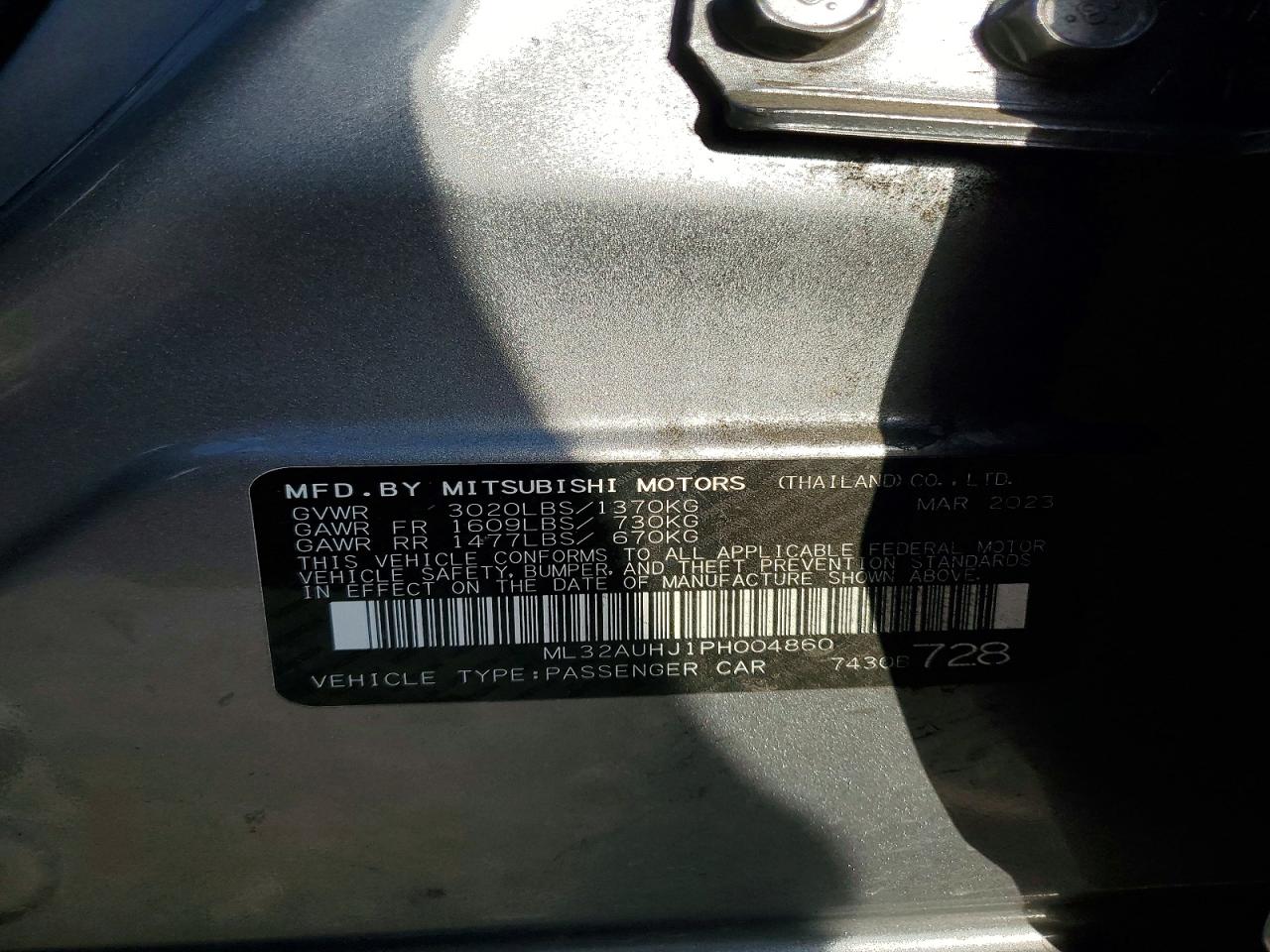 2023 MITSUBISHI MIRAGE ES photo 12