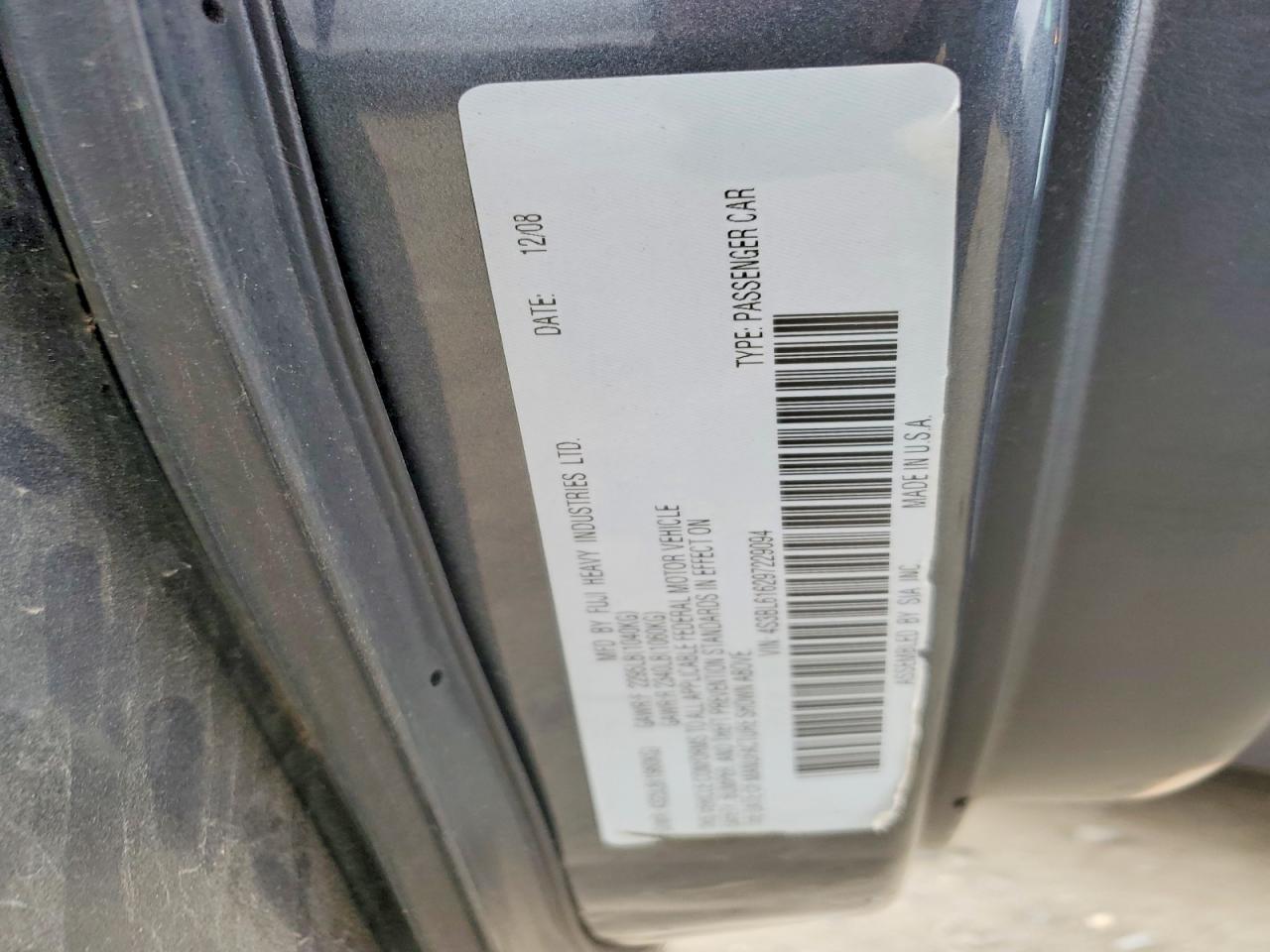 2009 SUBARU LEGACY 2.5I photo 12