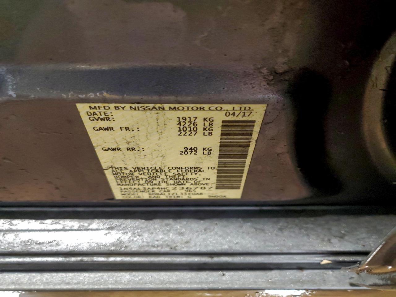 2017 NISSAN ALTIMA 2.5 photo 12