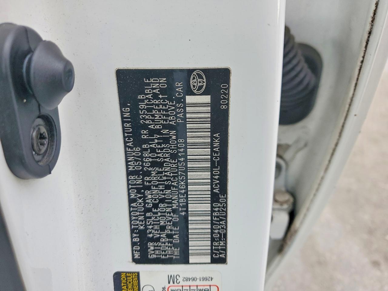 2007 TOYOTA CAMRY CE photo 12