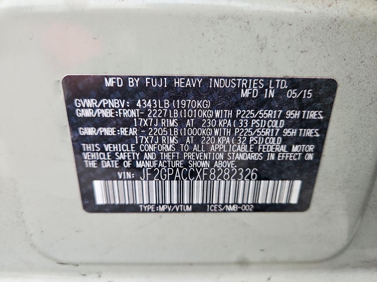2015 SUBARU XV CROSSTREK 2.0 PREMIUM photo 12