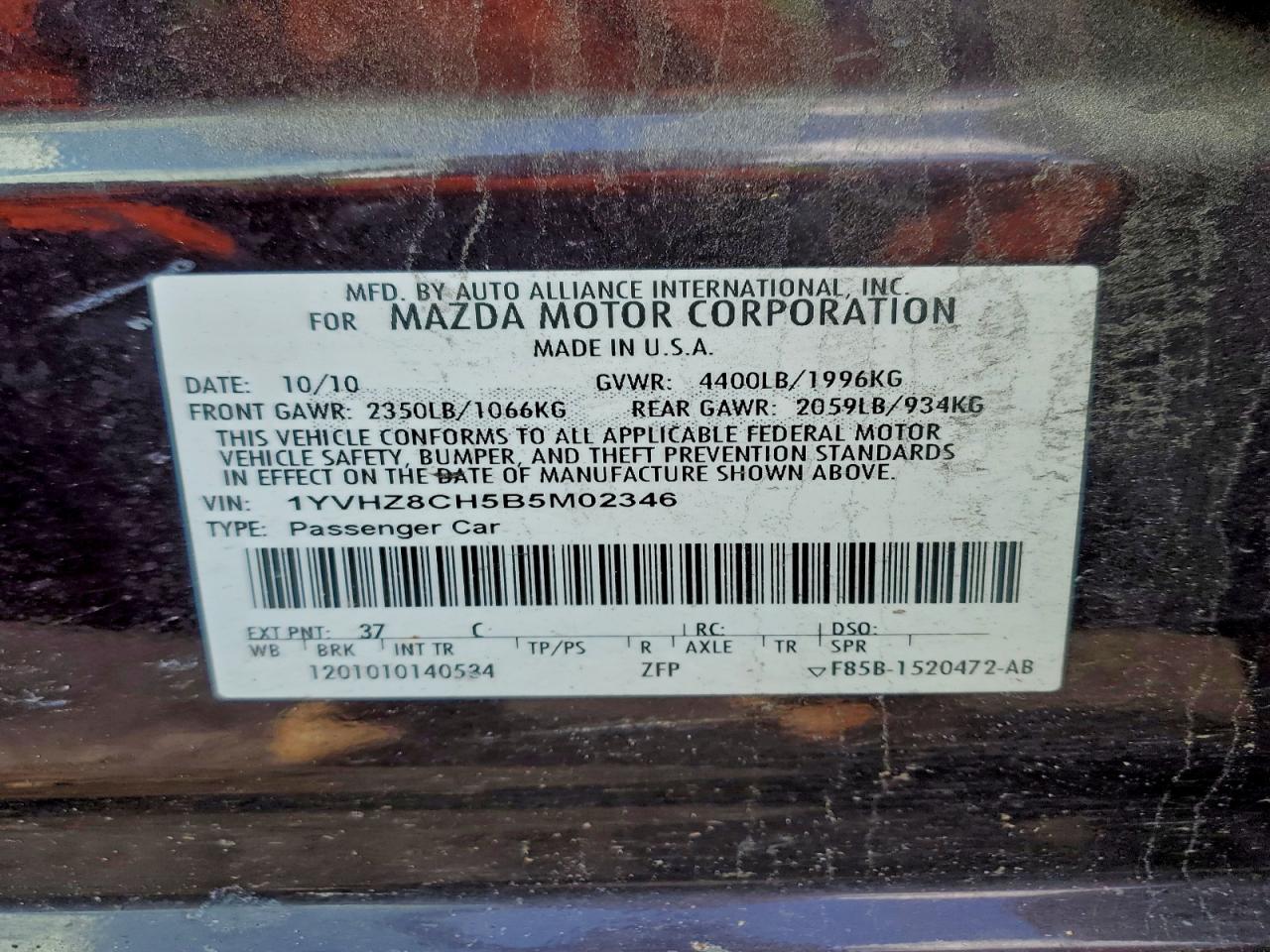 2011 MAZDA 6 I photo 13