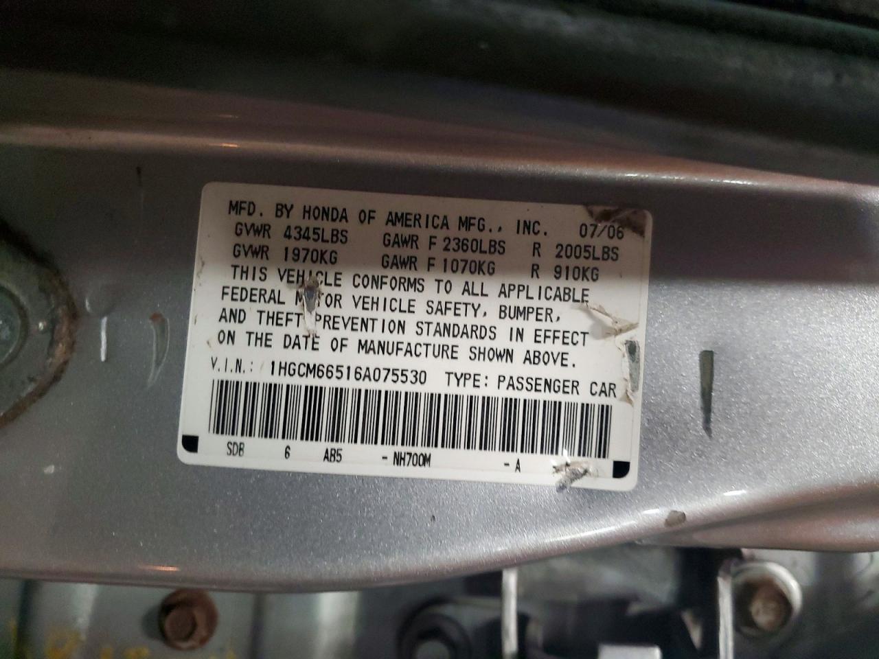 2006 HONDA ACCORD EX photo 13