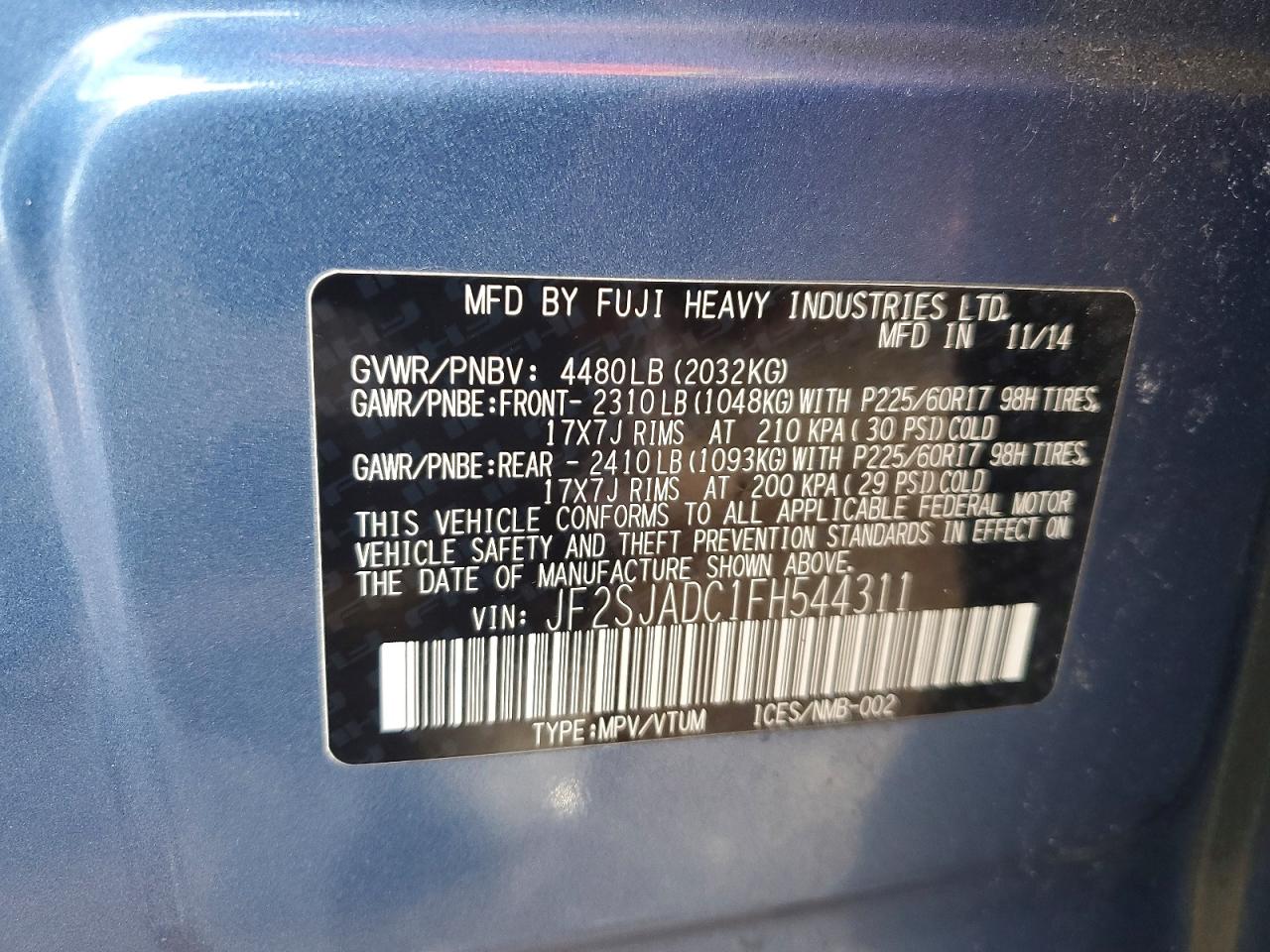 2015 SUBARU FORESTER 2.5I PREMIUM photo 13