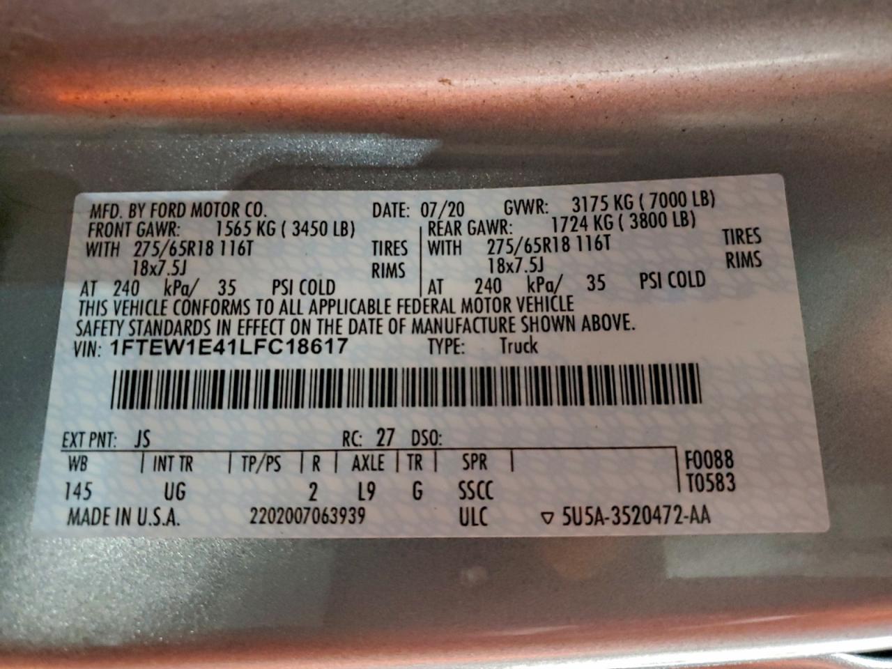 2020 FORD F150 SUPERCREW photo 12