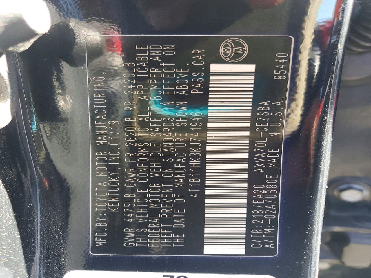 2019 TOYOTA CAMRY SE photo 23