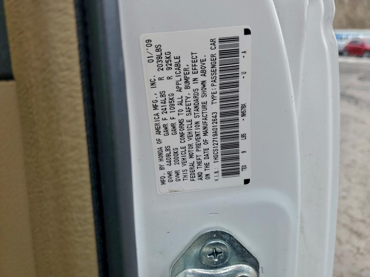 2009 HONDA ACCORD EX photo 12