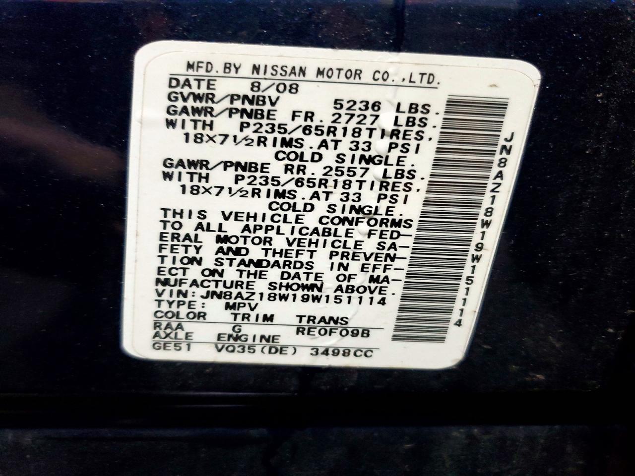 2009 NISSAN MURANO S photo 13