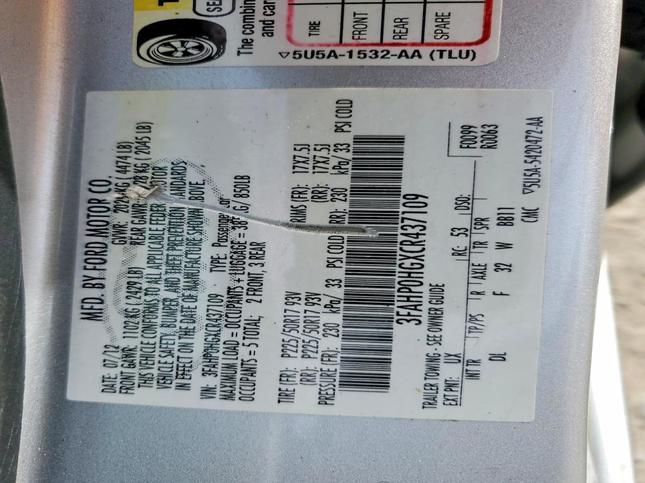 2012 FORD FUSION SE photo 23