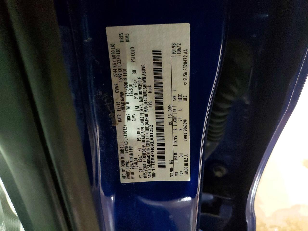 2019 FORD RANGER XL photo 12