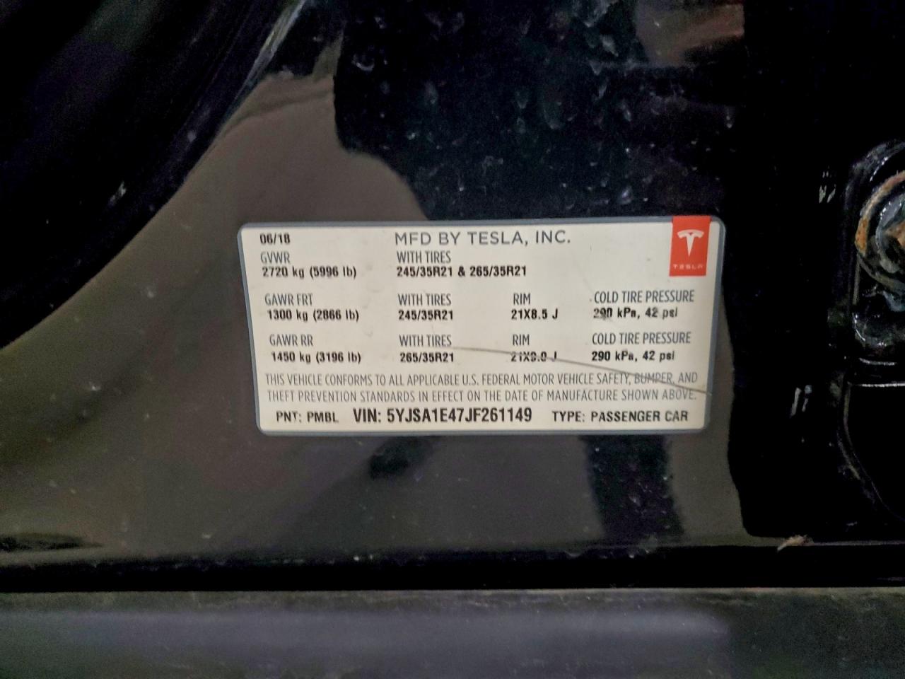 2018 TESLA MODEL S photo 12