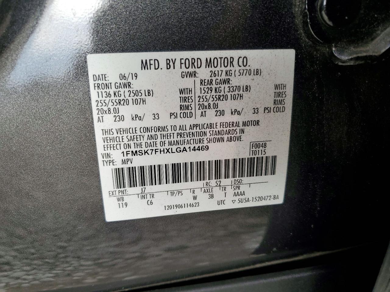 2020 FORD EXPLORER LIMITED photo 13