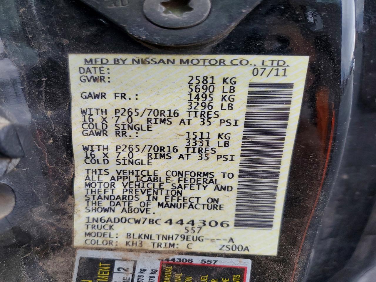 2011 NISSAN FRONTIER SV photo 12