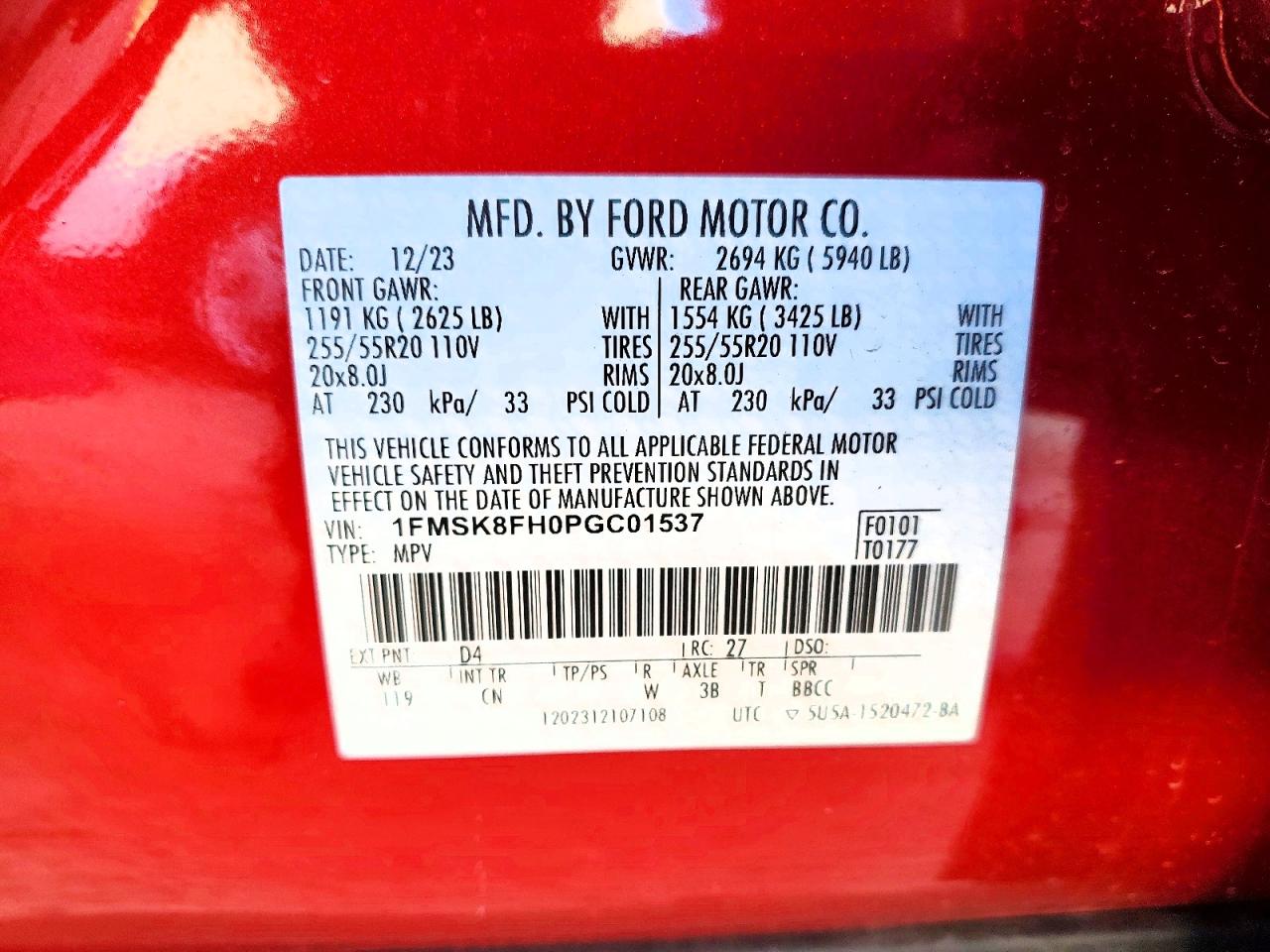 2023 FORD EXPLORER LIMITED photo 14