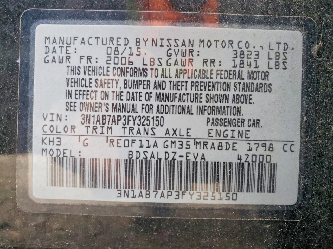 2015 NISSAN SENTRA S photo 12