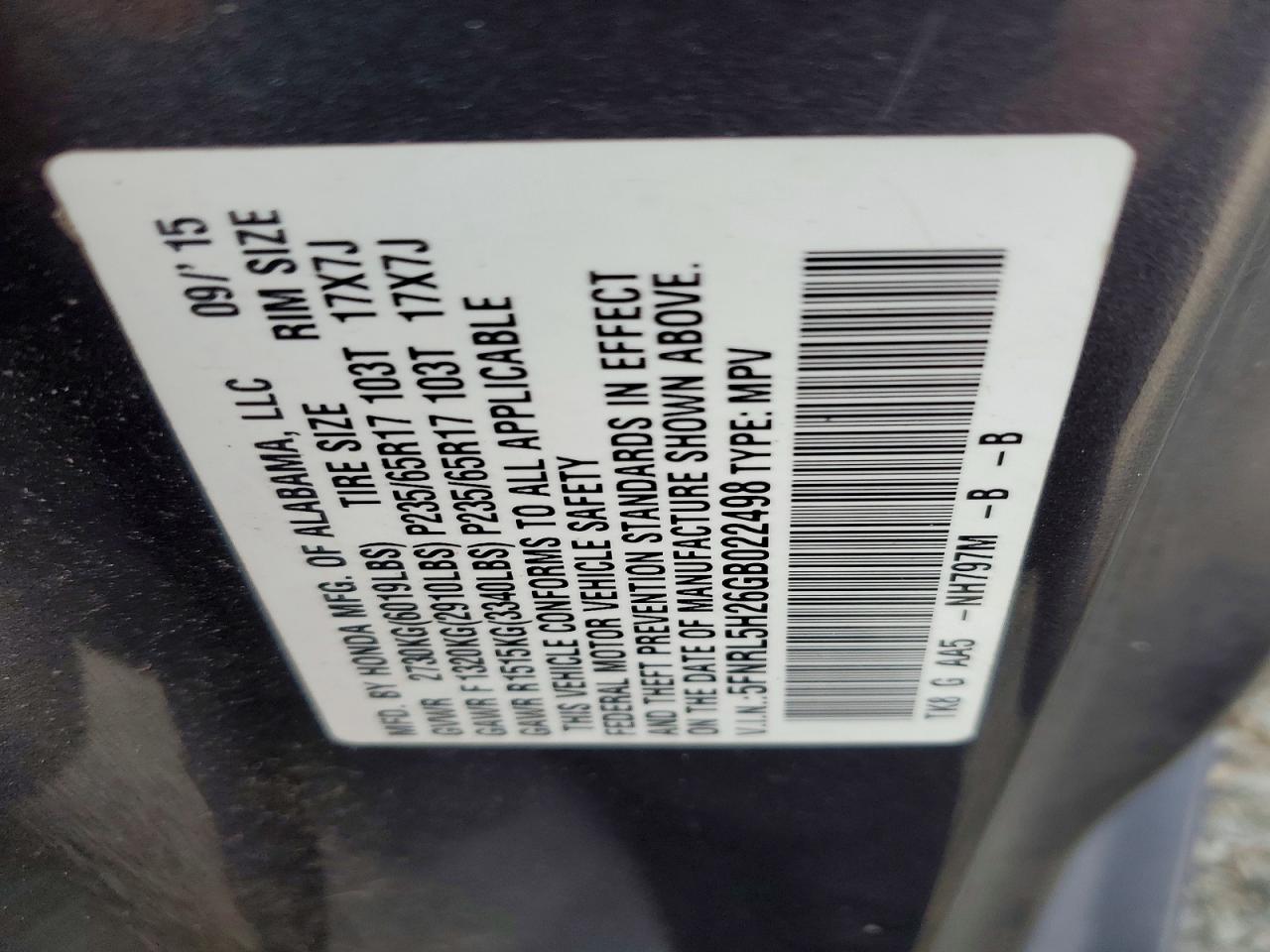 2016 HONDA ODYSSEY LX photo 13