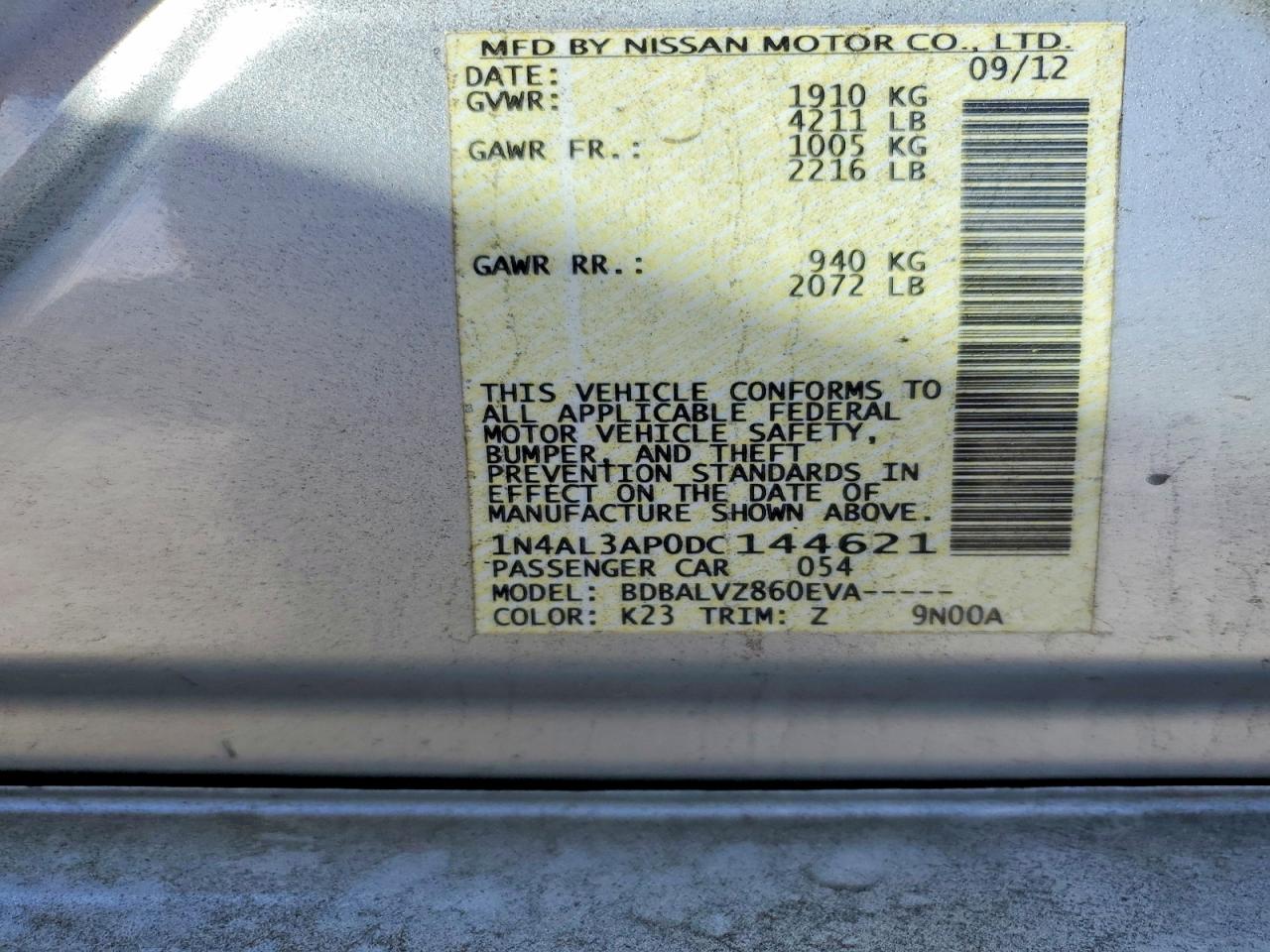 2013 NISSAN ALTIMA 2.5 photo 12
