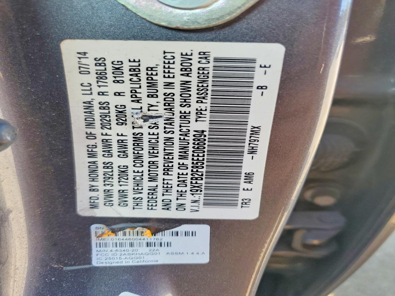 2014 HONDA CIVIC EX photo 34