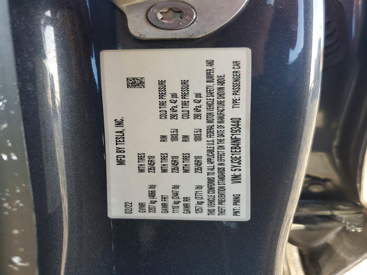2022 TESLA MODEL 3 photo 12