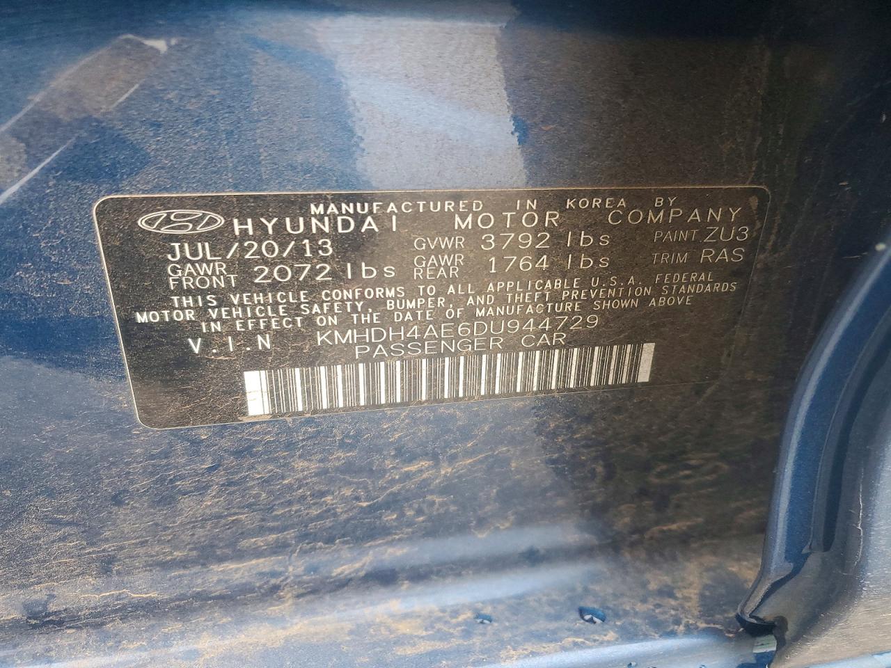 2013 HYUNDAI ELANTRA GLS photo 12