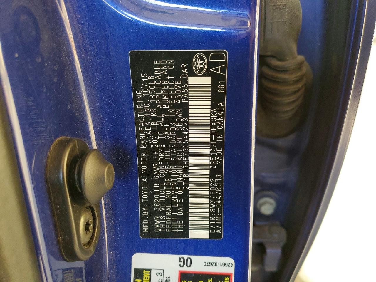 2016 TOYOTA COROLLA L photo 12