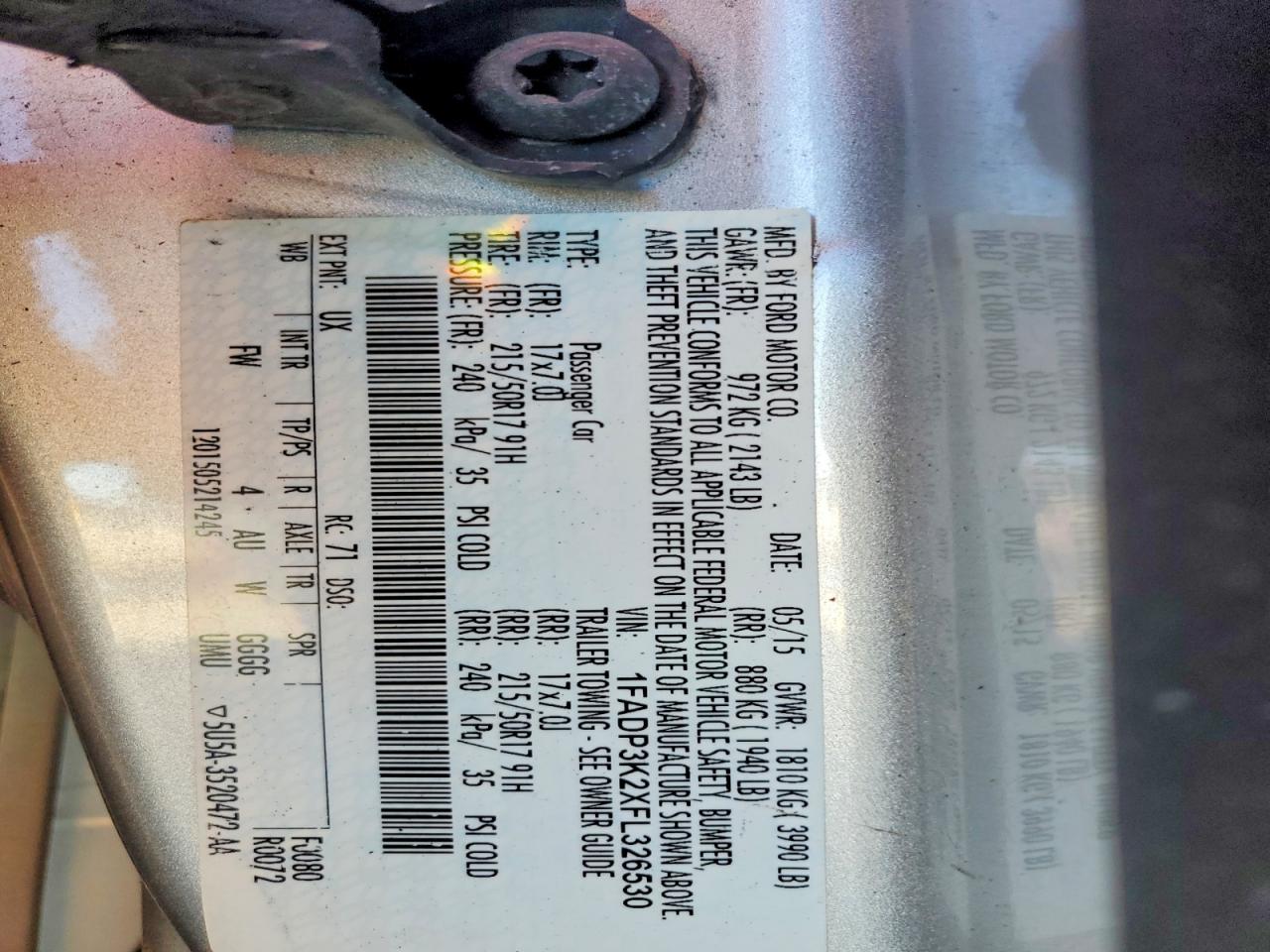 2015 FORD FOCUS SE photo 12
