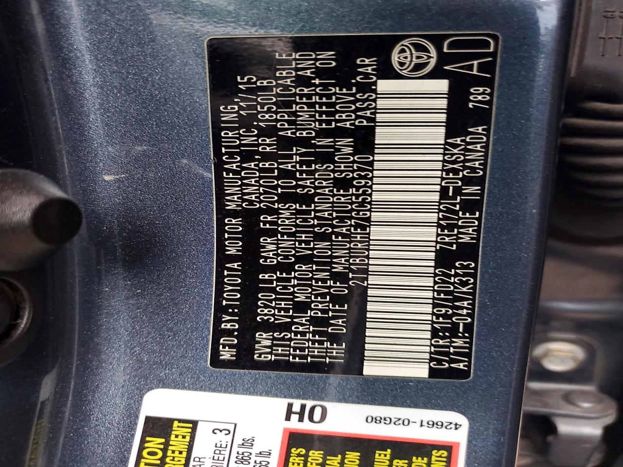 2016 TOYOTA COROLLA L photo 13