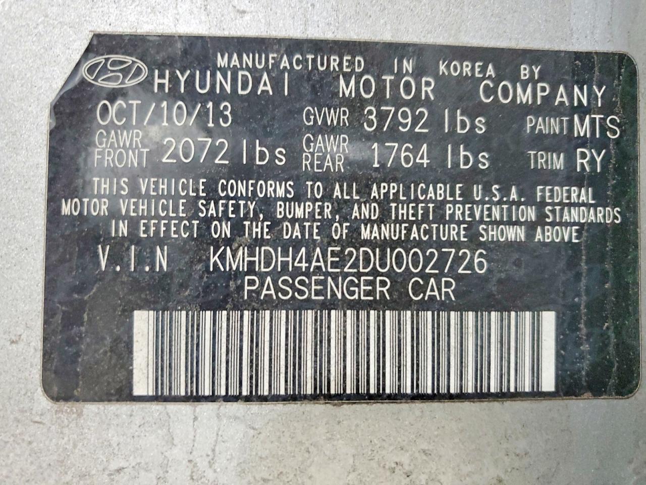 2013 HYUNDAI ELANTRA GLS photo 23
