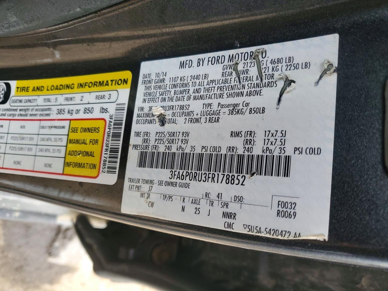 2015 FORD FUSION TITANIUM HEV photo 12
