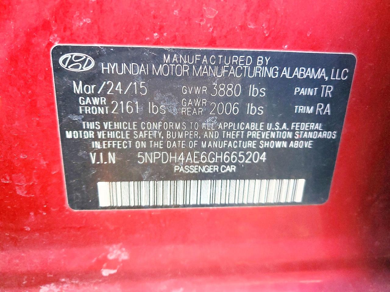 2016 HYUNDAI ELANTRA SE photo 12