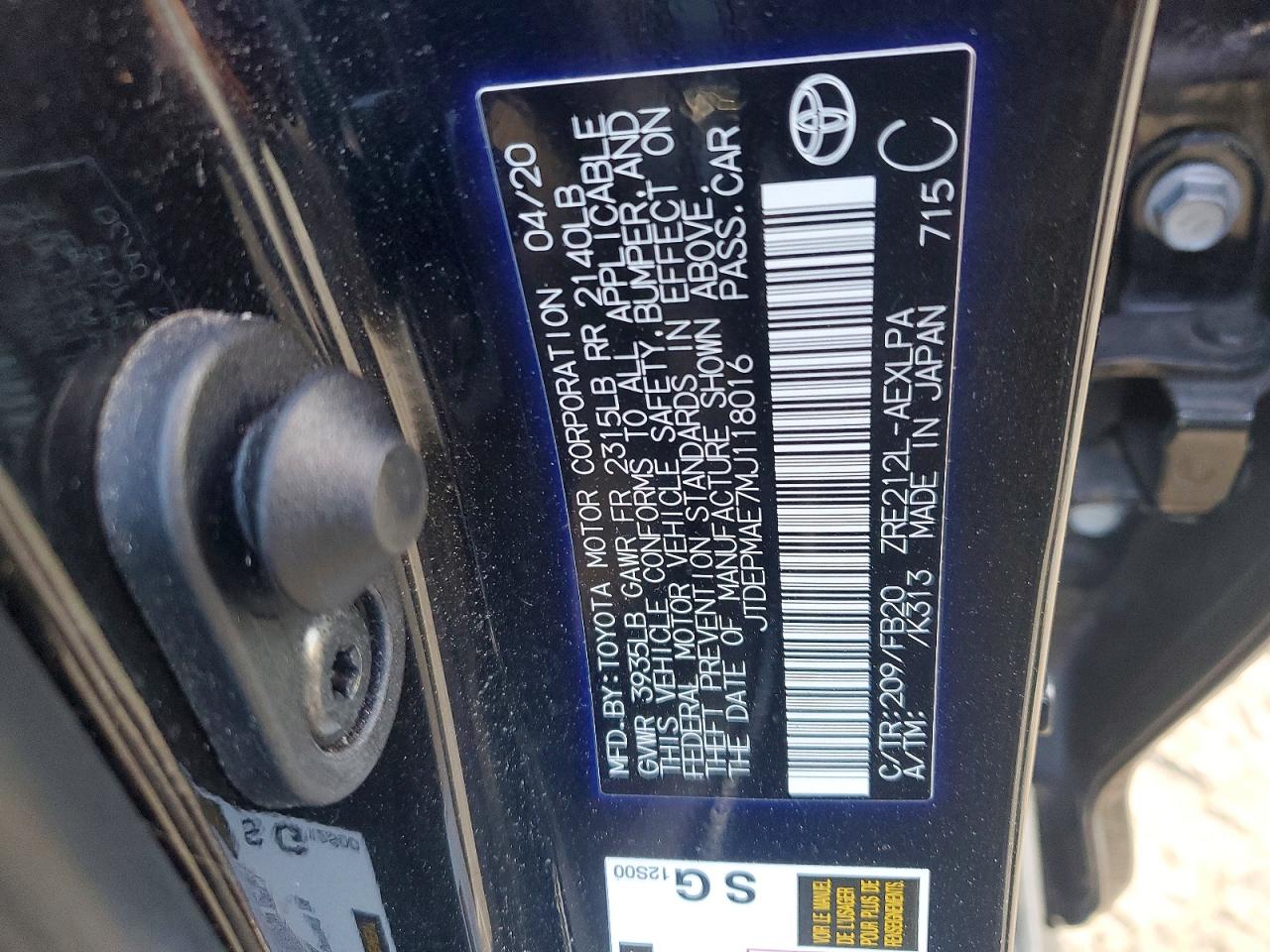 2021 TOYOTA COROLLA LE photo 12