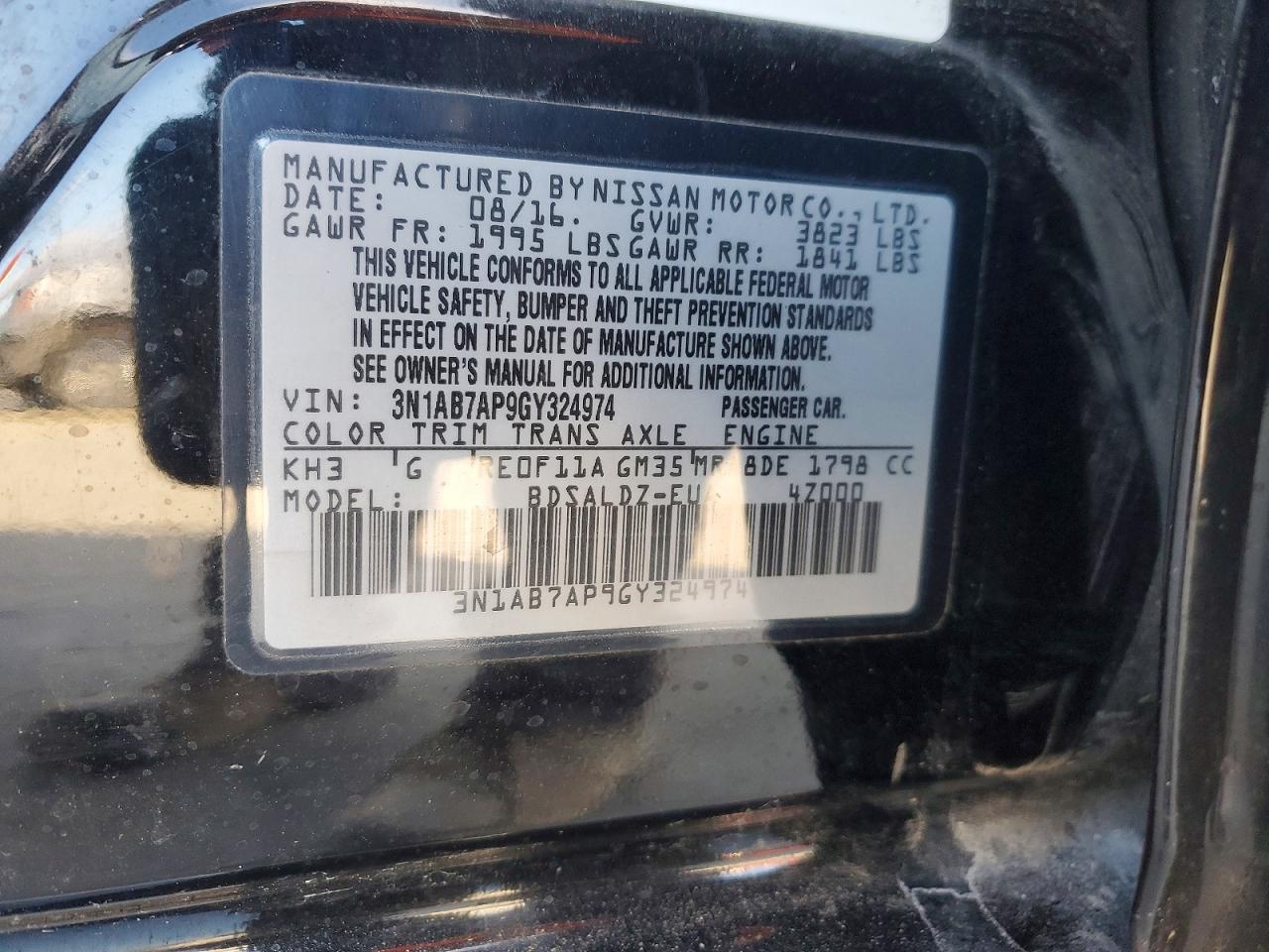 2016 NISSAN SENTRA S photo 12