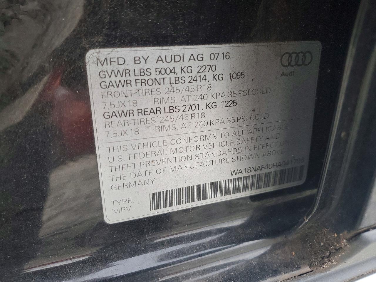 2017 AUDI A4 ALLROAD PREMIUM PLUS photo 13