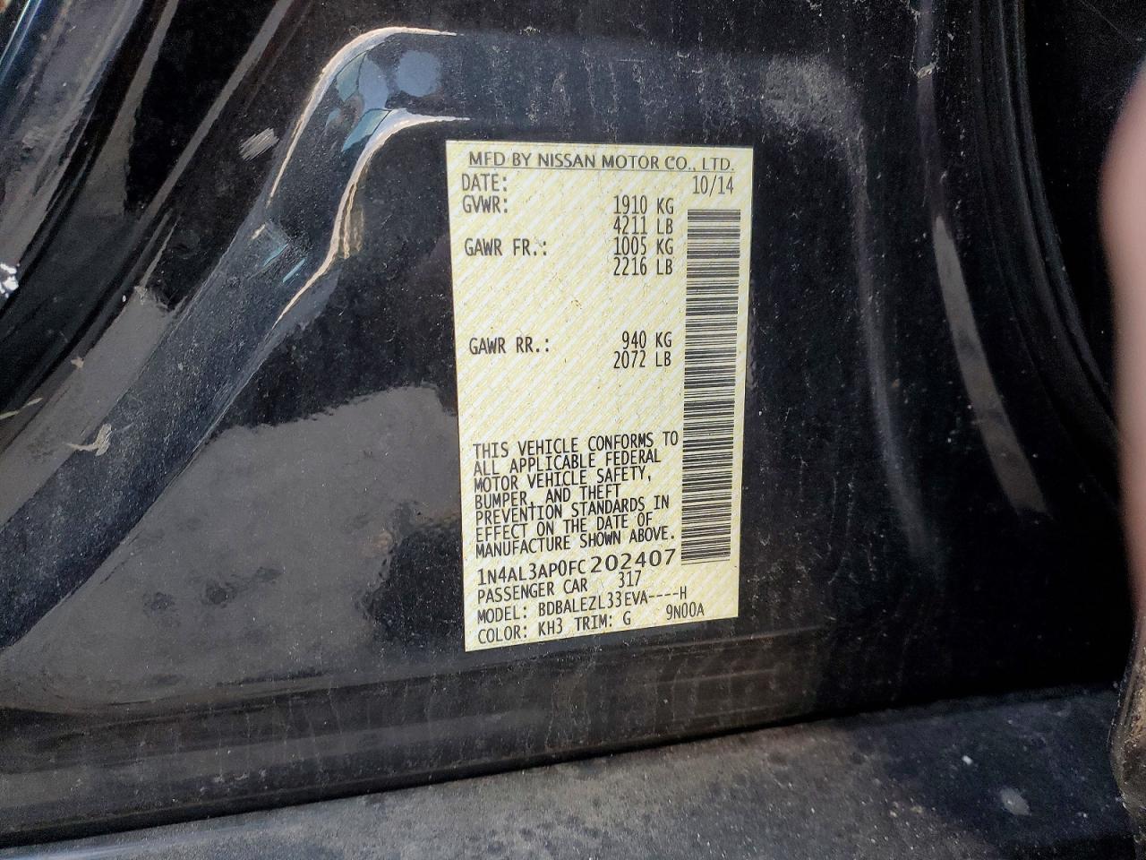 2015 NISSAN ALTIMA 2.5 photo 12