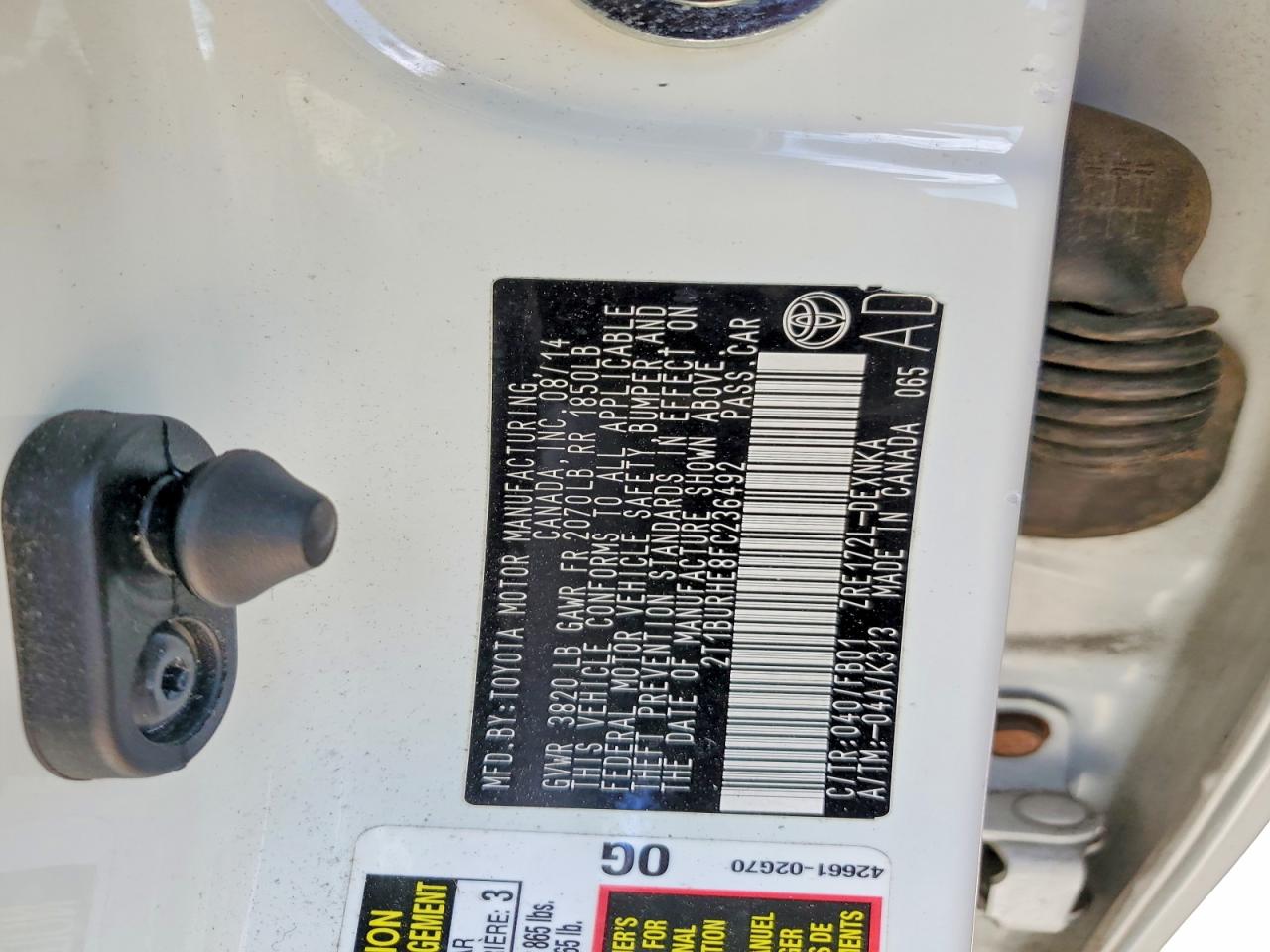 2015 TOYOTA COROLLA L photo 12