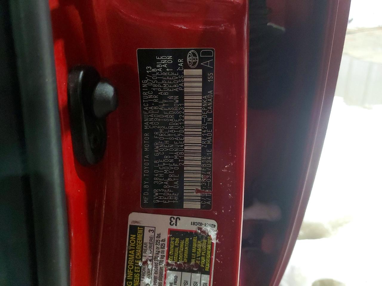 2013 TOYOTA COROLLA BASE photo 13